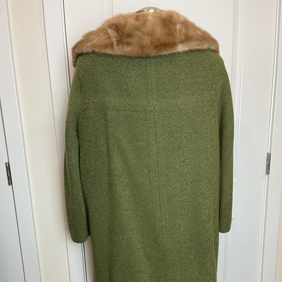 Vintage Amter’s Green Coat with Mink collar fully lined - Picture 3 of 8